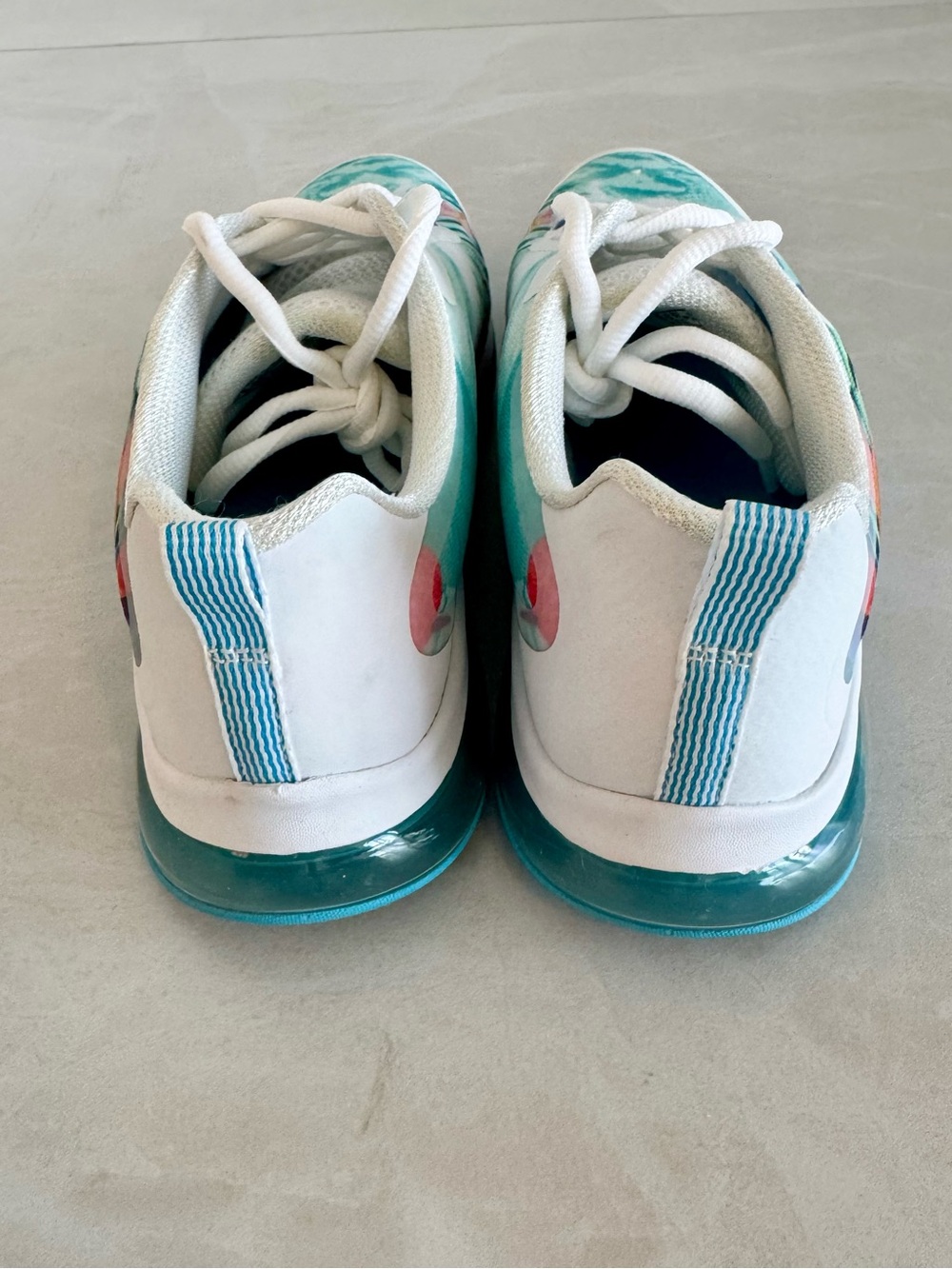 Skechers Memory Foam Floral Tropical Print Women's Sneakers - Teal & White - Picture 6 of 9